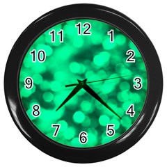 Light Reflections Abstract No10 Green Wall Clock (black) by DimitriosArt