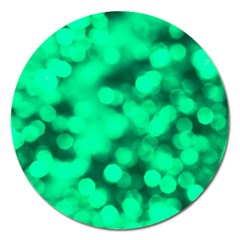 Light Reflections Abstract No10 Green Magnet 5  (round) by DimitriosArt