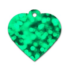 Light Reflections Abstract No10 Green Dog Tag Heart (two Sides) by DimitriosArt