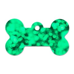 Light Reflections Abstract No10 Green Dog Tag Bone (two Sides) by DimitriosArt