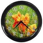 Orange On The Green Wall Clock (Black) Front