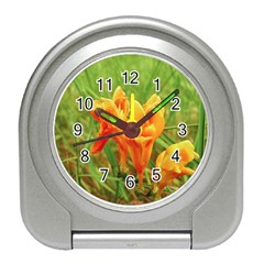 Orange On The Green Travel Alarm Clock by DimitriosArt