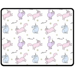 Unicorn Cats Pattern 2 Double Sided Fleece Blanket (medium)  by Littlebird