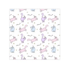 Unicorn Cats Pattern 2 Small Satin Scarf (square) by Littlebird