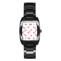 Lips Bubblegum Pattern Stainless Steel Barrel Watch by Littlebird