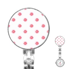 Lips Bubblegum Pattern Stainless Steel Nurses Watch by Littlebird