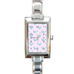 Narwales Stars  Pattern Pink Rectangle Italian Charm Watch by Littlebird