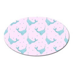 Narwales Stars  Pattern Pink Oval Magnet by Littlebird