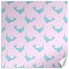 Narwales Stars  Pattern Pink Canvas 16  X 16  by Littlebird