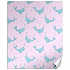 Narwales Stars  Pattern Pink Canvas 16  X 20  by Littlebird