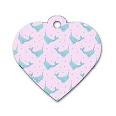 Narwales Stars  Pattern Pink Dog Tag Heart (two Sides) by Littlebird