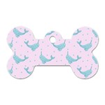 Narwales Stars  Pattern Pink Dog Tag Bone (One Side) Front