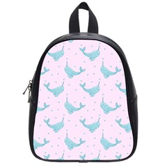 Narwales Stars  Pattern Pink School Bag (small) by Littlebird