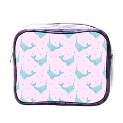 Narwales Stars  Pattern Pink Mini Toiletries Bag (one Side)