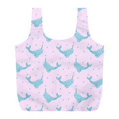 Narwales Stars  Pattern Pink Full Print Recycle Bag (l) by Littlebird