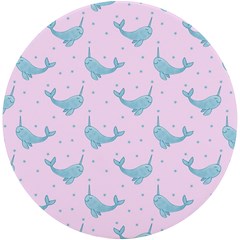 Narwales Stars  Pattern Pink Uv Print Round Tile Coaster