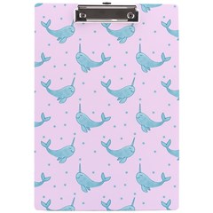 Narwales Stars  Pattern Pink A4 Clipboard