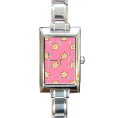 Cookies Pattern Pink Rectangle Italian Charm Watch by Littlebird