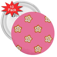 Cookies Pattern Pink 3  Buttons (10 Pack) 