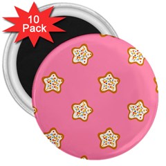 Cookies Pattern Pink 3  Magnets (10 Pack)  by Littlebird