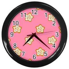 Cookies Pattern Pink Wall Clock (black) by Littlebird