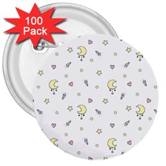 Magic Pattern  3  Buttons (100 Pack)  by Littlebird