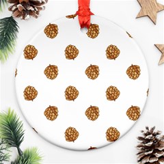 Pine Cones White Round Ornament (two Sides)