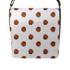 Pine Cones White Flap Closure Messenger Bag (l)