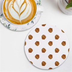 Pine Cones White Uv Print Round Tile Coaster by Littlebird