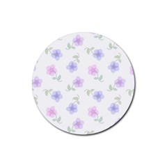 Flowers Pattern Rubber Round Coaster (4 Pack)