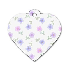 Flowers Pattern Dog Tag Heart (one Side)