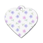 Flowers Pattern Dog Tag Heart (One Side) Front