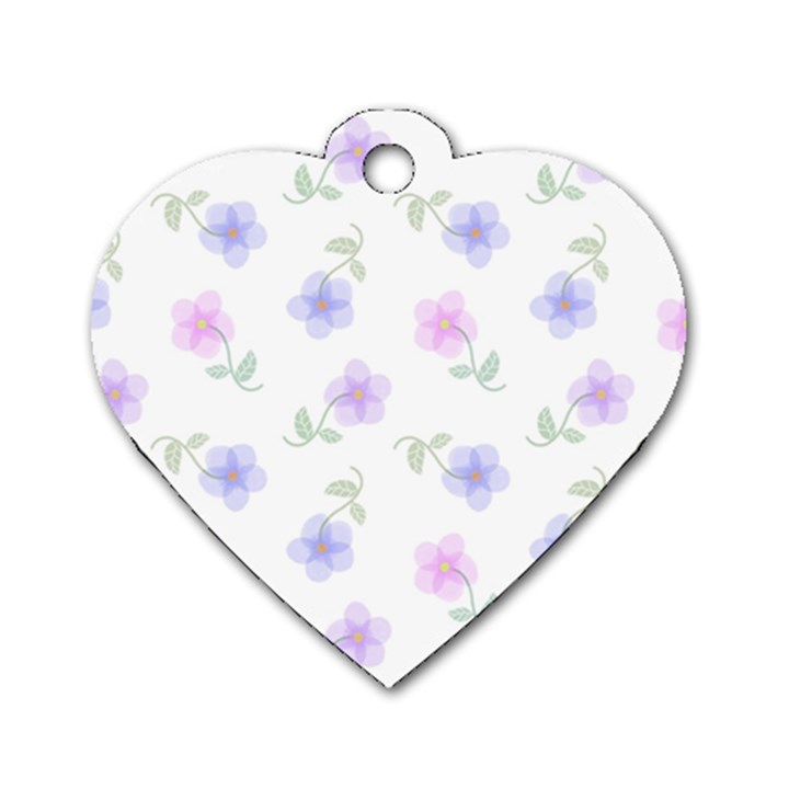 Flowers Pattern Dog Tag Heart (One Side)