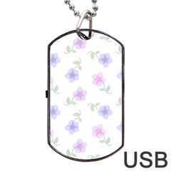 Flowers Pattern Dog Tag Usb Flash (two Sides) by Littlebird