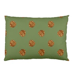 Pine Cones Green Pillow Case (two Sides) by Littlebird