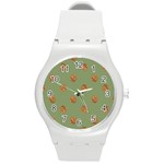 Pine cones green Round Plastic Sport Watch (M) Front