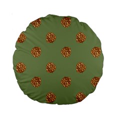 Pine Cones Green Standard 15  Premium Round Cushions