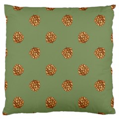 Pine Cones Green Large Flano Cushion Case (one Side)