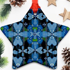 Rare Excotic Blue Flowers In The Forest Of Calm And Peace Ornament (star) by pepitasart