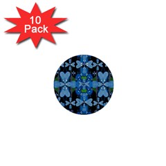 Rare Excotic Blue Flowers In The Forest Of Calm And Peace 1  Mini Buttons (10 Pack)  by pepitasart