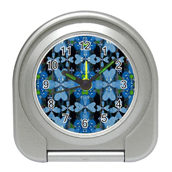 Rare Excotic Blue Flowers In The Forest Of Calm And Peace Travel Alarm Clock