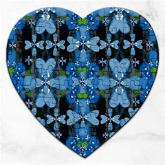 Rare Excotic Blue Flowers In The Forest Of Calm And Peace Jigsaw Puzzle (heart) by pepitasart