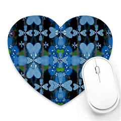 Rare Excotic Blue Flowers In The Forest Of Calm And Peace Heart Mousepads by pepitasart