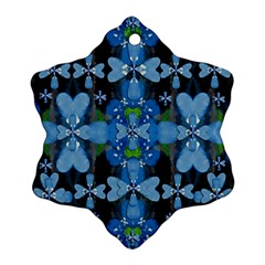 Rare Excotic Blue Flowers In The Forest Of Calm And Peace Ornament (snowflake) by pepitasart