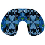 Rare Excotic Blue Flowers In The Forest Of Calm And Peace Travel Neck Pillow Back