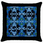 Rare Excotic Blue Flowers In The Forest Of Calm And Peace Throw Pillow Case (Black) Front