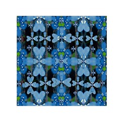 Rare Excotic Blue Flowers In The Forest Of Calm And Peace Small Satin Scarf (square) by pepitasart