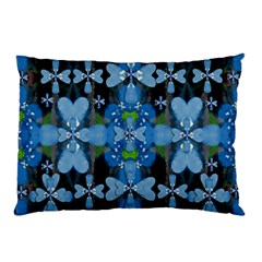 Rare Excotic Blue Flowers In The Forest Of Calm And Peace Pillow Case (two Sides) by pepitasart