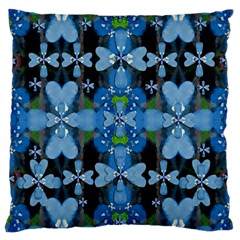 Rare Excotic Blue Flowers In The Forest Of Calm And Peace Large Cushion Case (two Sides) by pepitasart