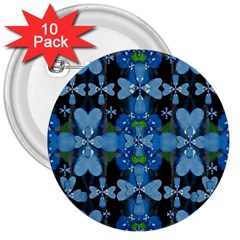 Rare Excotic Blue Flowers In The Forest Of Calm And Peace 3  Buttons (10 Pack)  by pepitasart